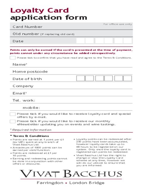 Loyalty Card Application Form .
